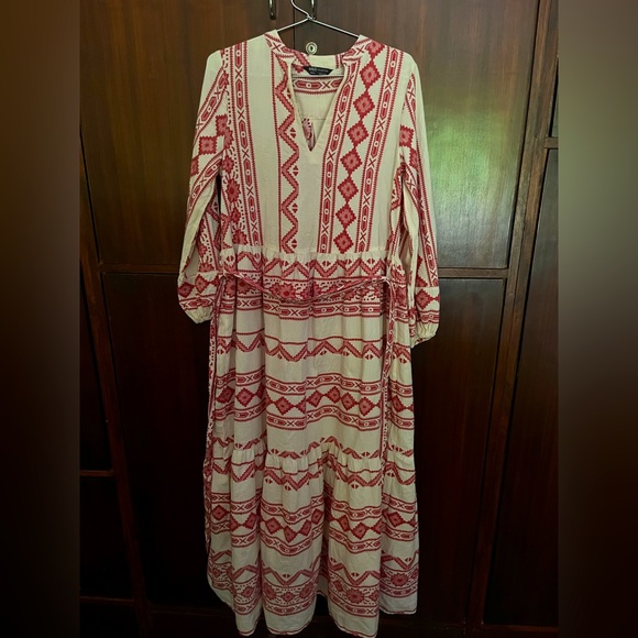 Marks & Spencer Cotton Rich Jacquard Maxi Dress (Size: UK 8 - UK 10) - Picture 4 of 8